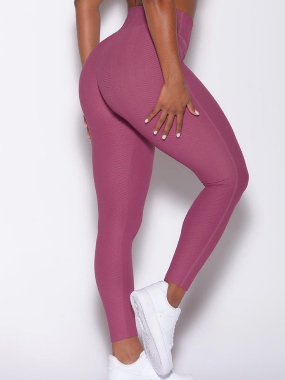 Mauve Chevron Seamless Scrunch Butt Leggings Gym Workout Size S Bombshell